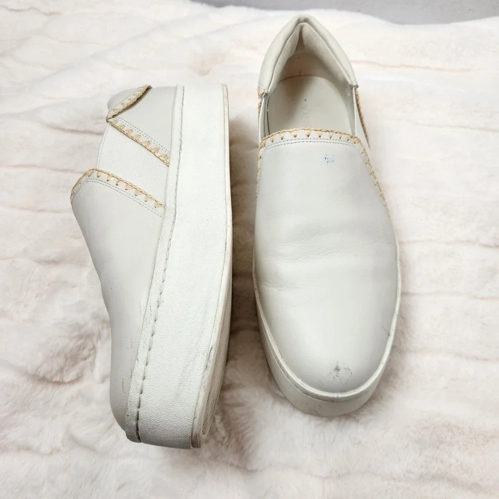 Vince Womens Warren Platform Slip On Sneakers White Leather Size‎ 9M EUR 40